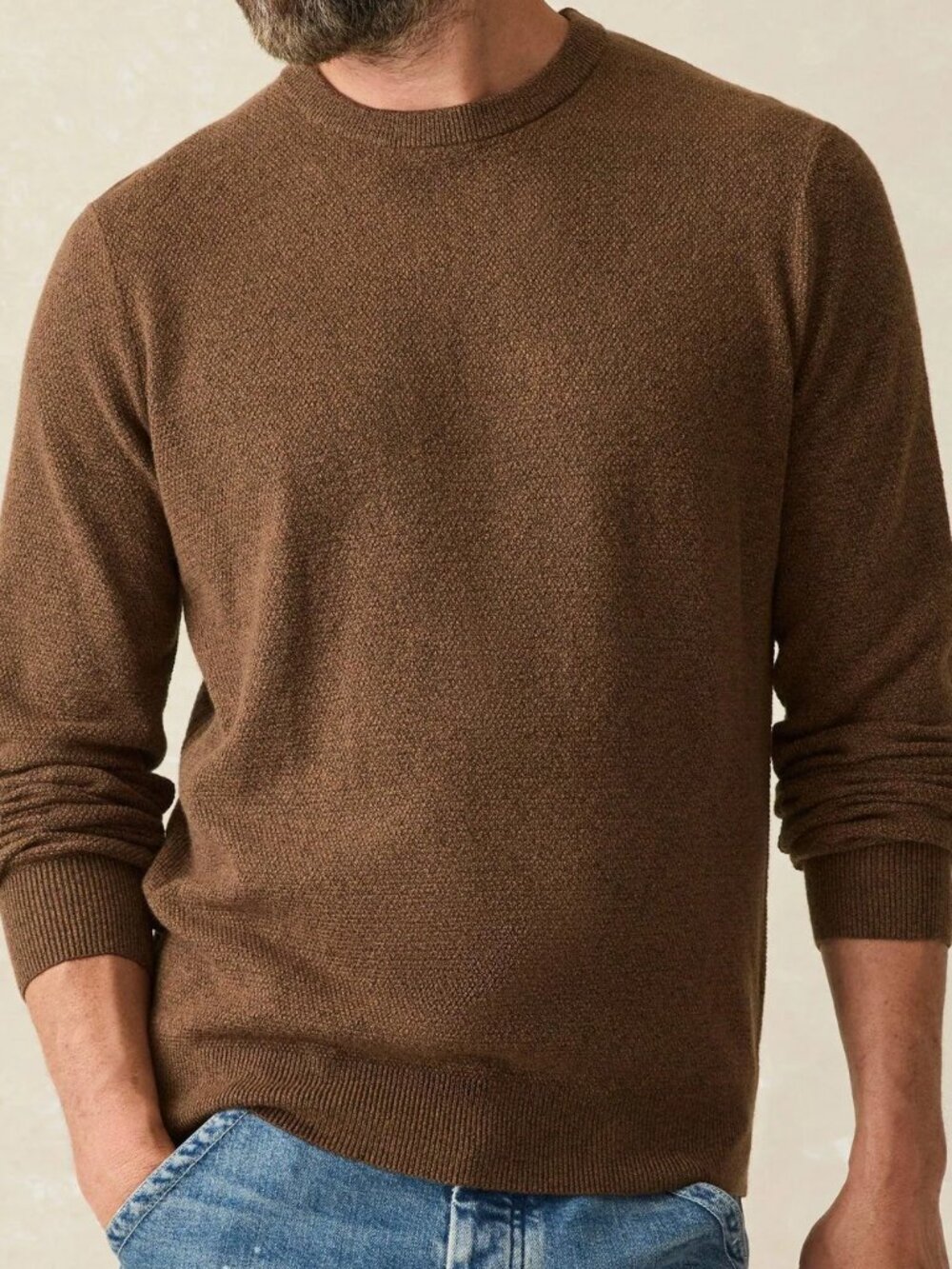 Faherty Men's Jackson Crew Sweater Trail Brown Heather Size XL NWT